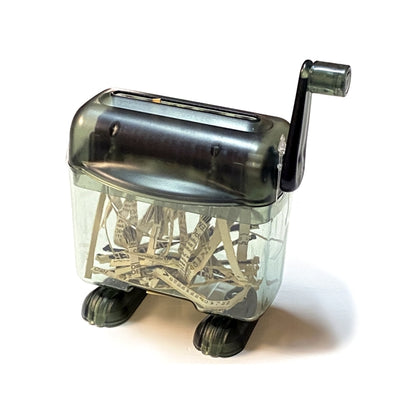 Vivitar Manual Mini Paper Shredder - Transparent (Handheld) Sits on Desk, Shelf, or Drawer