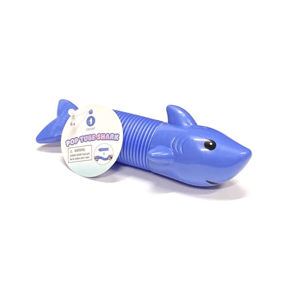 Ankyo Pop Tube Fidget Toy (Blue Shark) Bendable Stretchy Pull and Pop Tube Toy - Dollar Fanatic