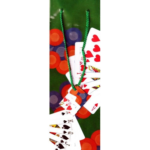 Bottle Gift Bag - Poker Straight Flush Playing Cards (14" x 4" x 3.5") Fits one 750 ml Bottle - DollarFanatic.com