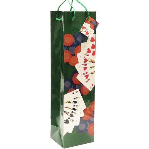Bottle Gift Bag - Poker Straight Flush Playing Cards (14" x 4" x 3.5") Fits one 750 ml Bottle - DollarFanatic.com