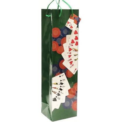 Bottle Gift Bag - Poker Straight Flush Playing Cards (14" x 4" x 3.5") Fits one 750 ml Bottle - DollarFanatic.com