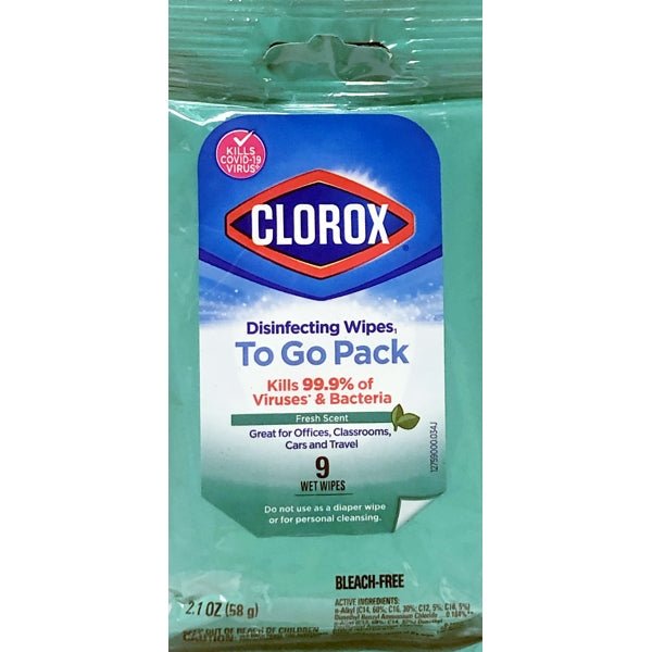 Clorox Disinfecting Wipes To Go Pack - Fresh Scent (9 Pack) - DollarFanatic.com