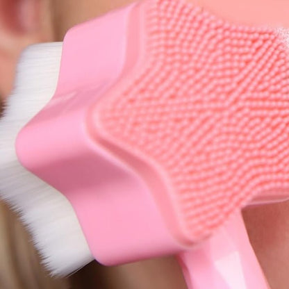 Dual Star - Shaped Facial Brush - Cleansing Brush/Exfoliating Scrubber (Select Blue or Pink) - Dollar Fanatic