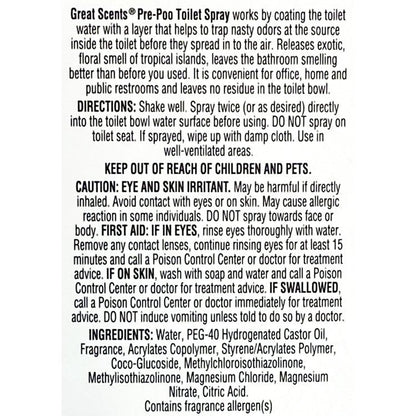 Great Scents Pre - Poo Toilet Spray Freshener - Tropical (Net 1.85 fl. oz.) - Dollar Fanatic