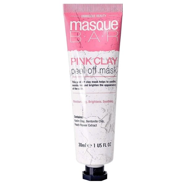 Masque Bar Pink Clay Peel - Off Mask Tube - Kaolin Clay, Bentonite, Clay, Peach Flower Extract (1 Count) Moisturize, Brighten, Soothe Skin - Dollar Fanatic