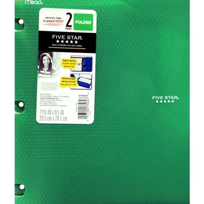 Mead Five Star Snap-In 2-Pocket Plastic Portfolio Folder (Select Color) - DollarFanatic.com