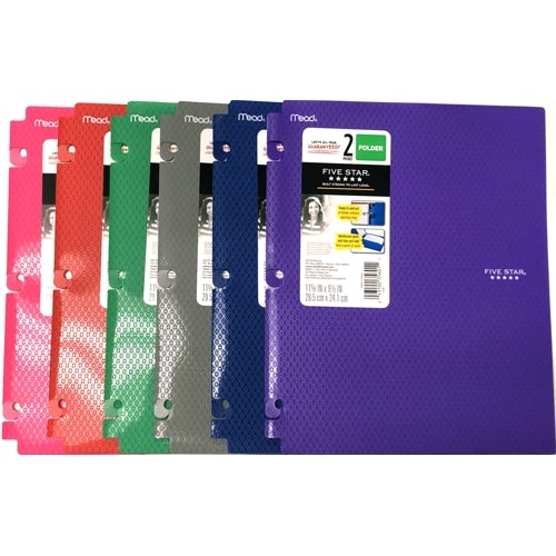 Mead Five Star Snap-In 2-Pocket Plastic Portfolio Folder (Select Color) - DollarFanatic.com