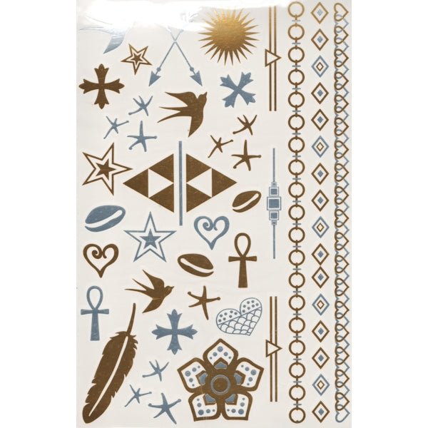 Park Avenue Shimmer Metallic Jewelry Tattoos - Select Style (108 Tattoos) - Dollar Fanatic