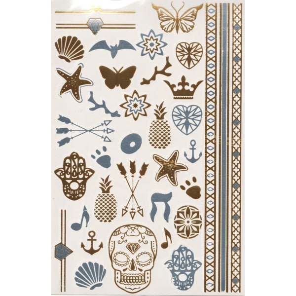 Park Avenue Shimmer Metallic Jewelry Tattoos - Select Style (108 Tattoos) - Dollar Fanatic