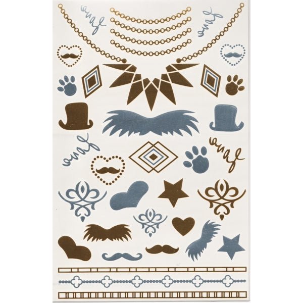 Park Avenue Shimmer Metallic Jewelry Tattoos - Select Style (108 Tattoos) - Dollar Fanatic