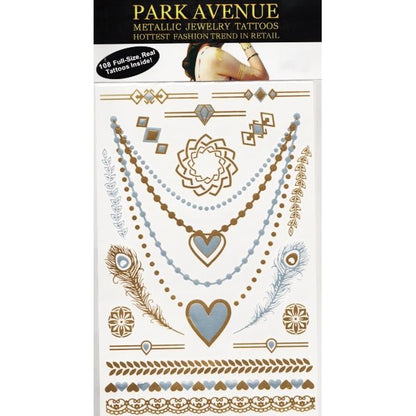 Park Avenue Shimmer Metallic Jewelry Tattoos - Select Style (108 Tattoos) - Dollar Fanatic