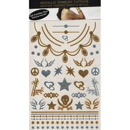 Park Avenue Shimmer Metallic Jewelry Tattoos - Select Style (108 Tattoos) - Dollar Fanatic