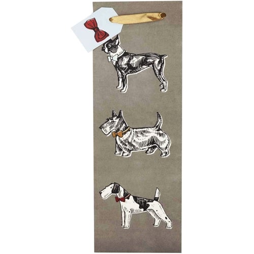 True Bottle Gift Bag - Cakewalk Best in Show Terrier Dogs (14" x 4.5" x 3.5") Fits one 750 ml Bottle - DollarFanatic.com