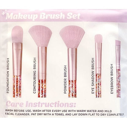 Vivitar Cosmetic Eye and Face Makeup Brush Set - Pink Glitter (5 - Piece Set) - 2 for $5