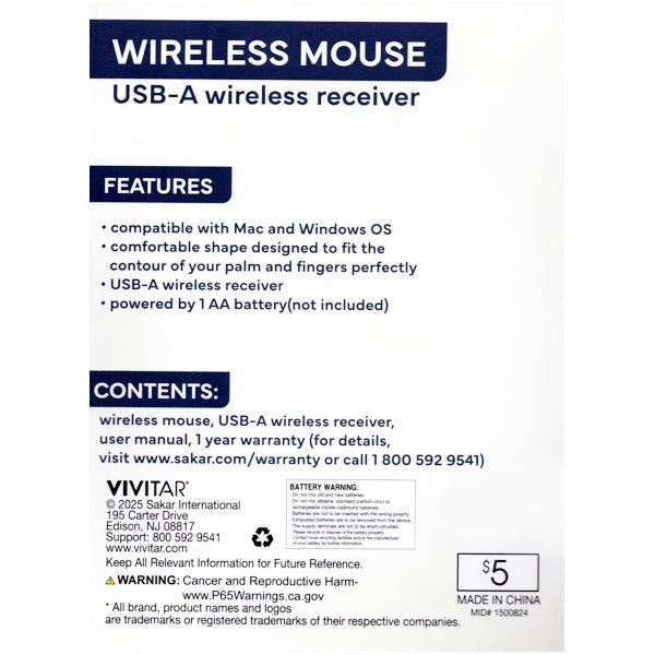 Vivitar Wireless Mouse with USB - A Wireless Receiver (Pink/Smiley Face) Compatible with Mac and Windows OS - Dollar Fanatic