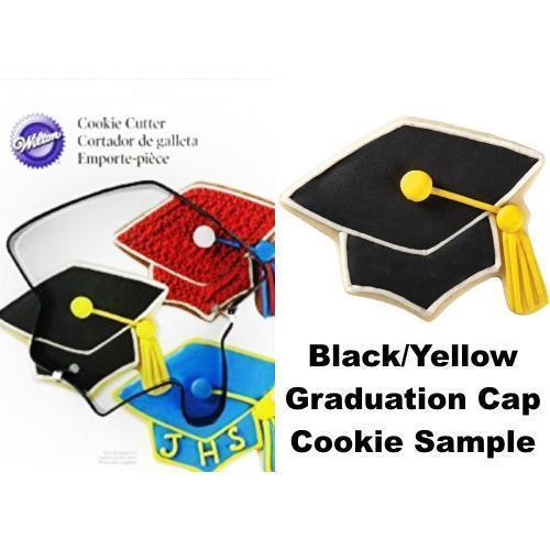 Wilton Graduation Cap Shaped Cookie Cutter (Black Premium Coated Metal) Includes Cookie Recipe - DollarFanatic.com