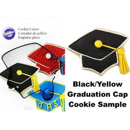 Wilton Graduation Cap Shaped Cookie Cutter (Black Premium Coated Metal) Includes Cookie Recipe - DollarFanatic.com